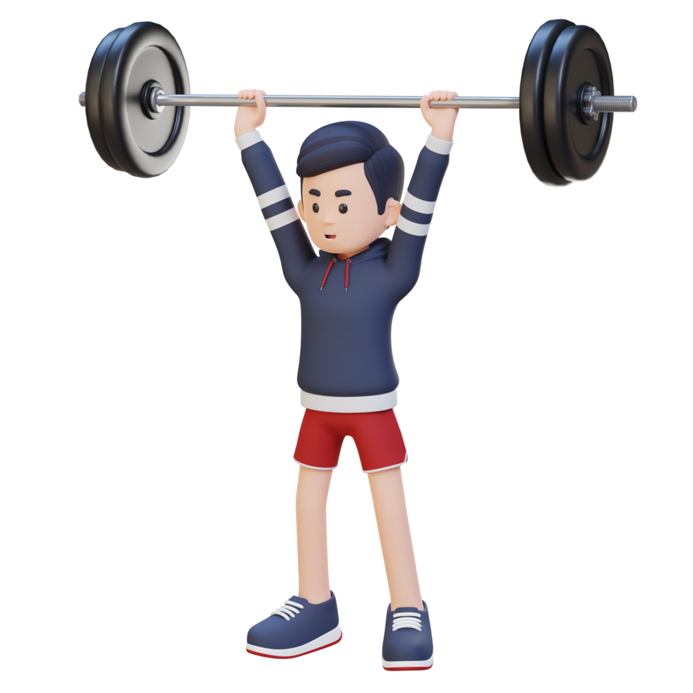 3D Sportsman Character Building Shoulder Strength with Overhead Press Workout png