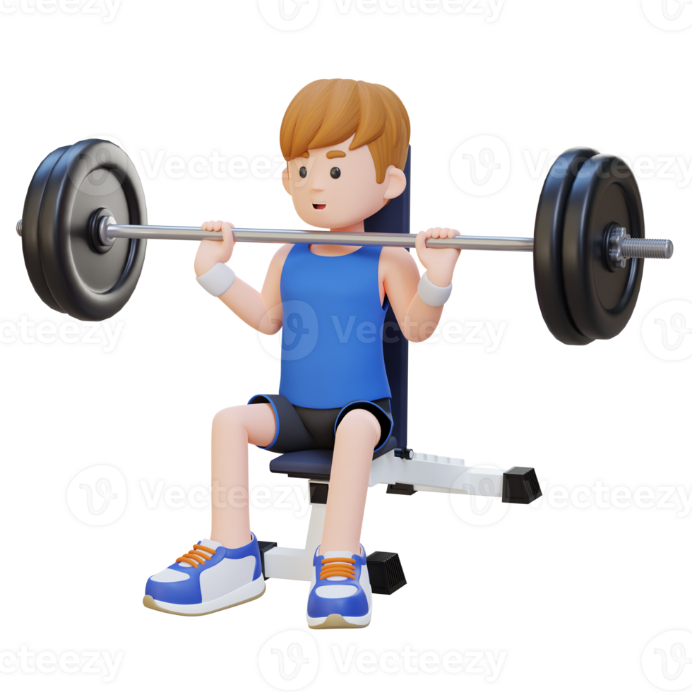 3D Sportsman Character Building Upper Body Strength with Overhead Bench Press Workout png