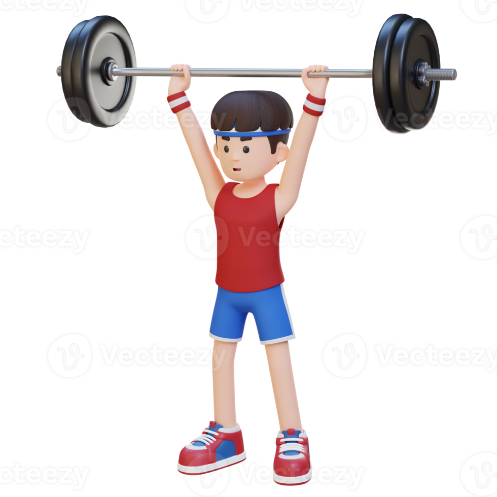 3D Sportsman Character Building Shoulder Strength with Overhead Press Workout png