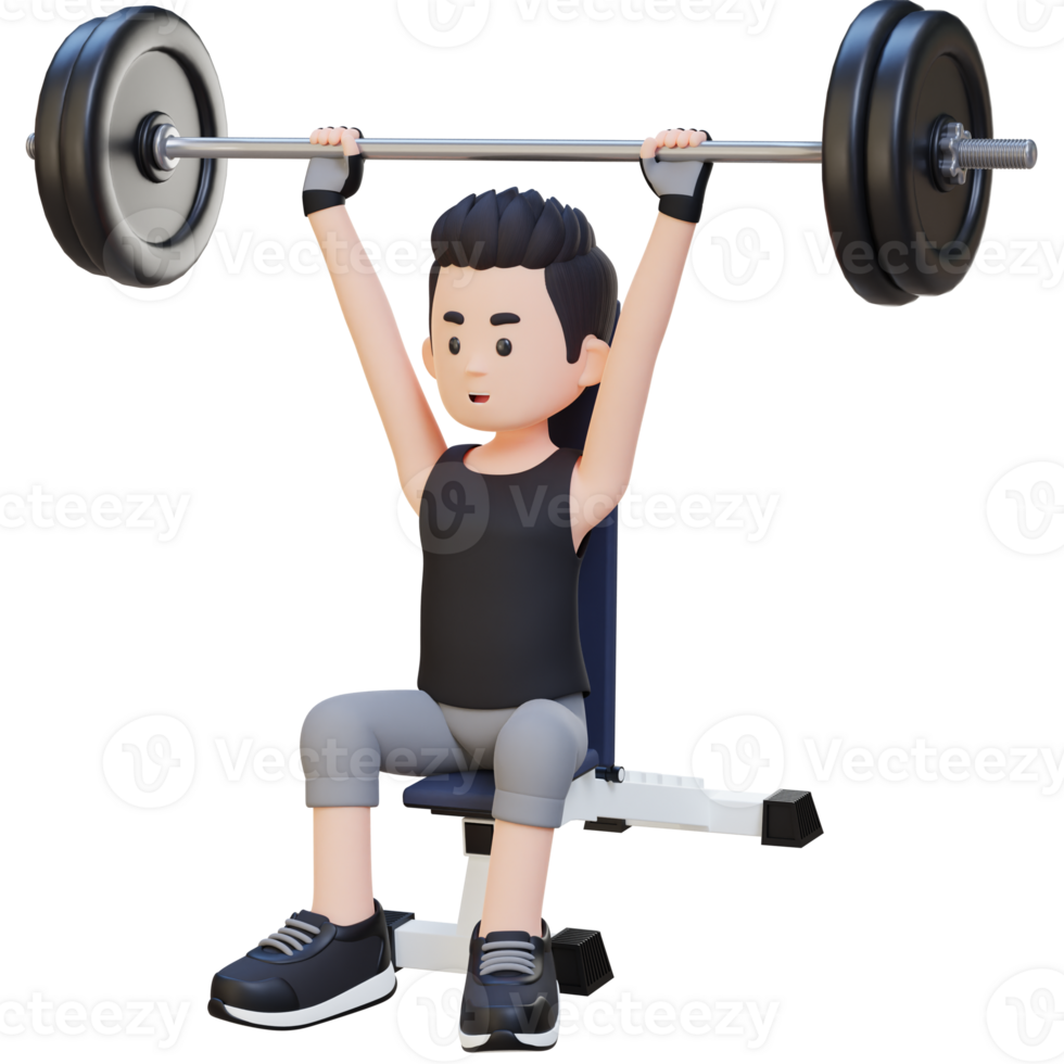 3D Sportsman Character Building Upper Body Strength with Overhead Bench Press Workout png