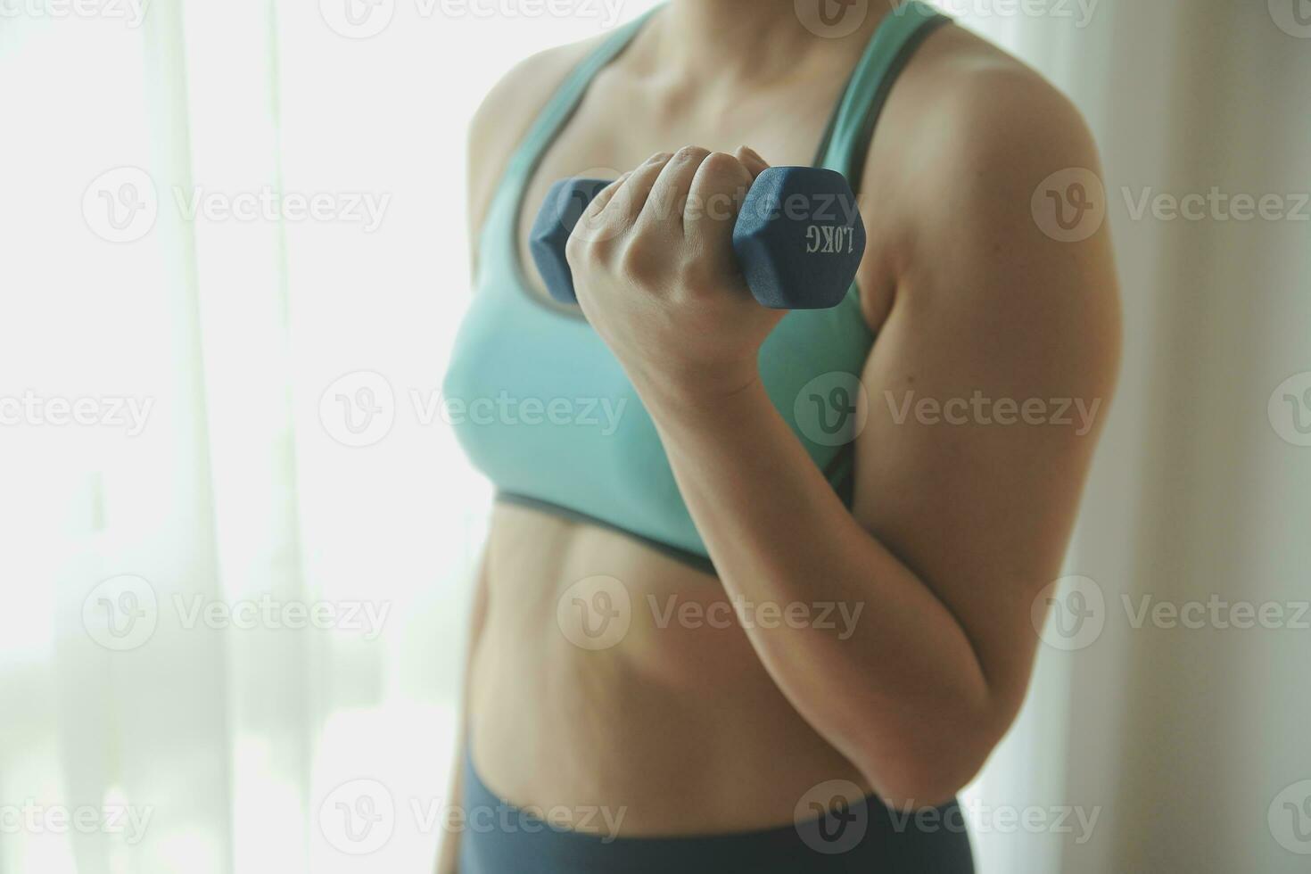 Woman exercise workout in gym fitness breaking relax holding apple fruit after training sport with dumbbell and protein shake bottle healthy lifestyle bodybuilding, Athlete builder muscles lifestyle. photo