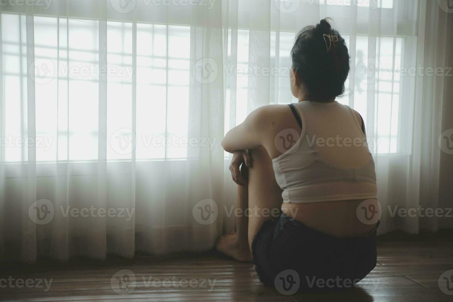 panic attacks alone young girl sad fear stressful depressed emotional.crying use hand cover face begging help.stop abusing domestic violence in women,person with health anxiety,people bad feeling down photo
