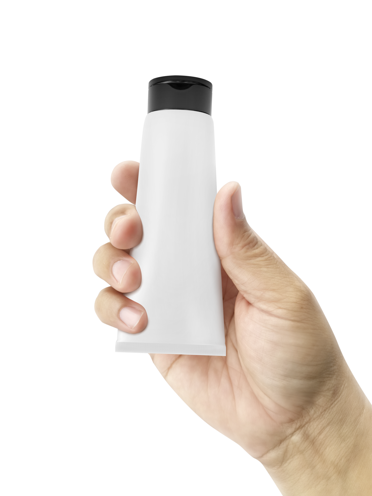 Hand holding Cosmetic plastic tube, transparent background 25217615 PNG