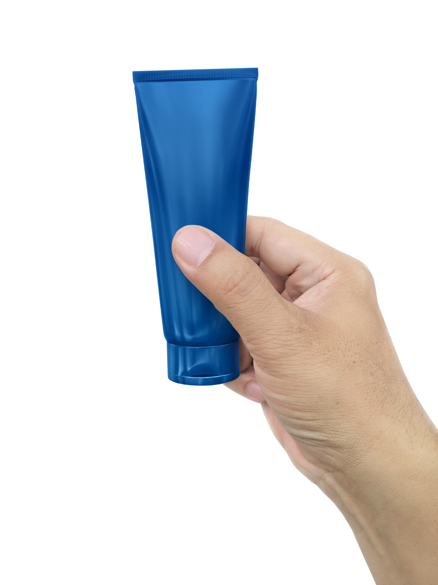 Hand holding Cosmetic plastic tube, transparent background 25217622 PNG
