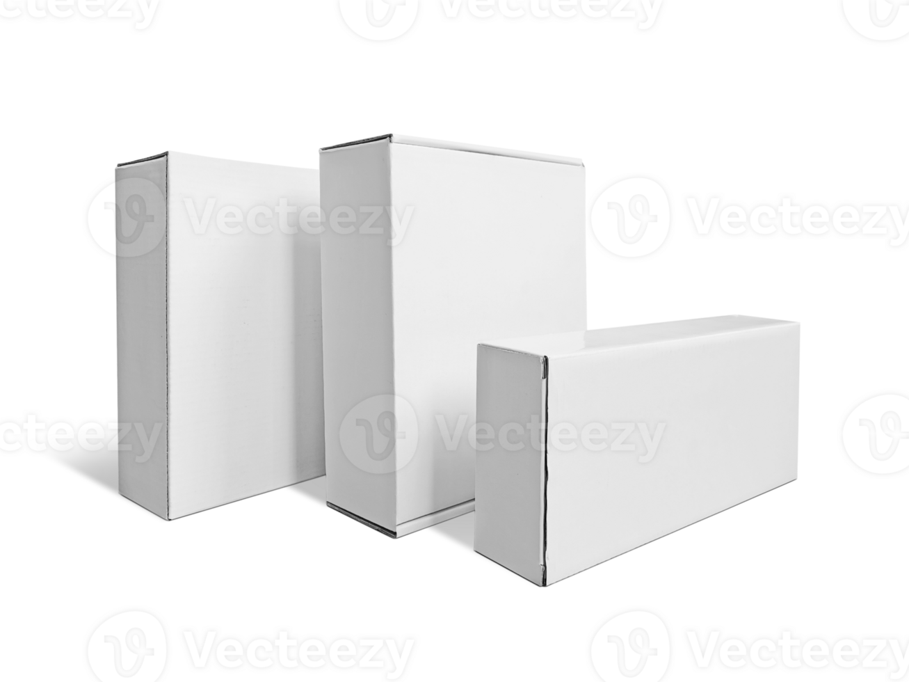 Set of White box tall shape product packaging. transparent background png