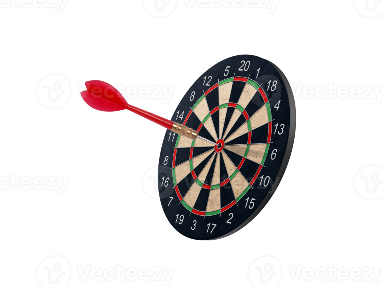 Dart hitting a target on the center. transparent background png