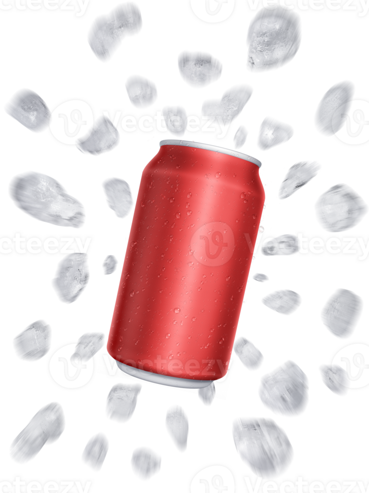 Soft drink with sliced and floating ice away bounce off. transparent background png