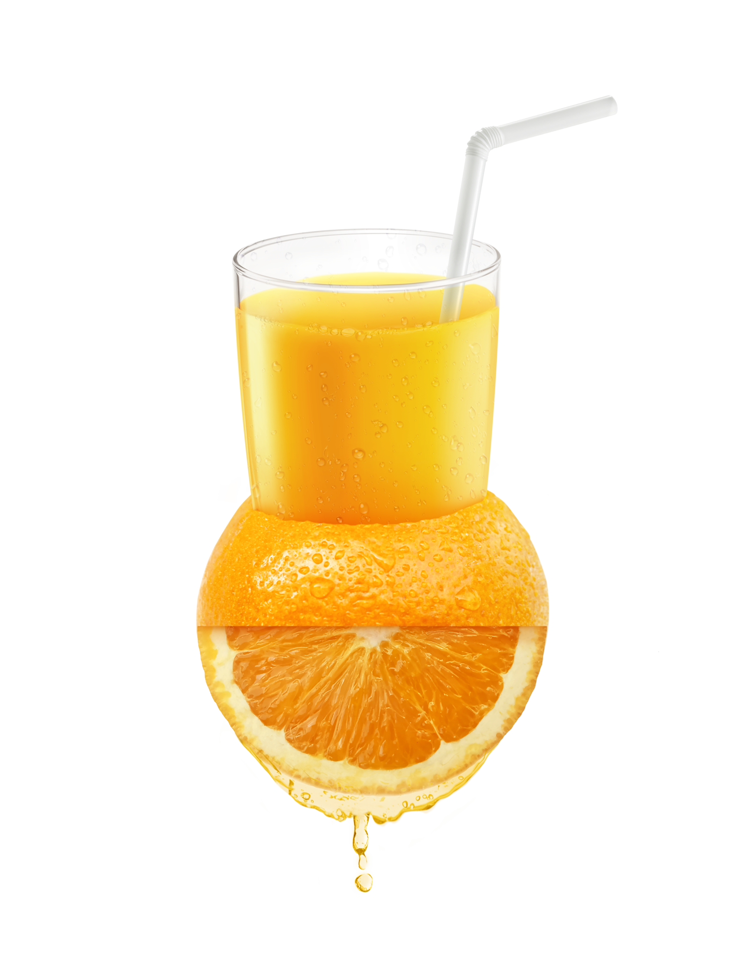 Fresh orange juice with straw on Orange fruit, transparent background 25217764 PNG