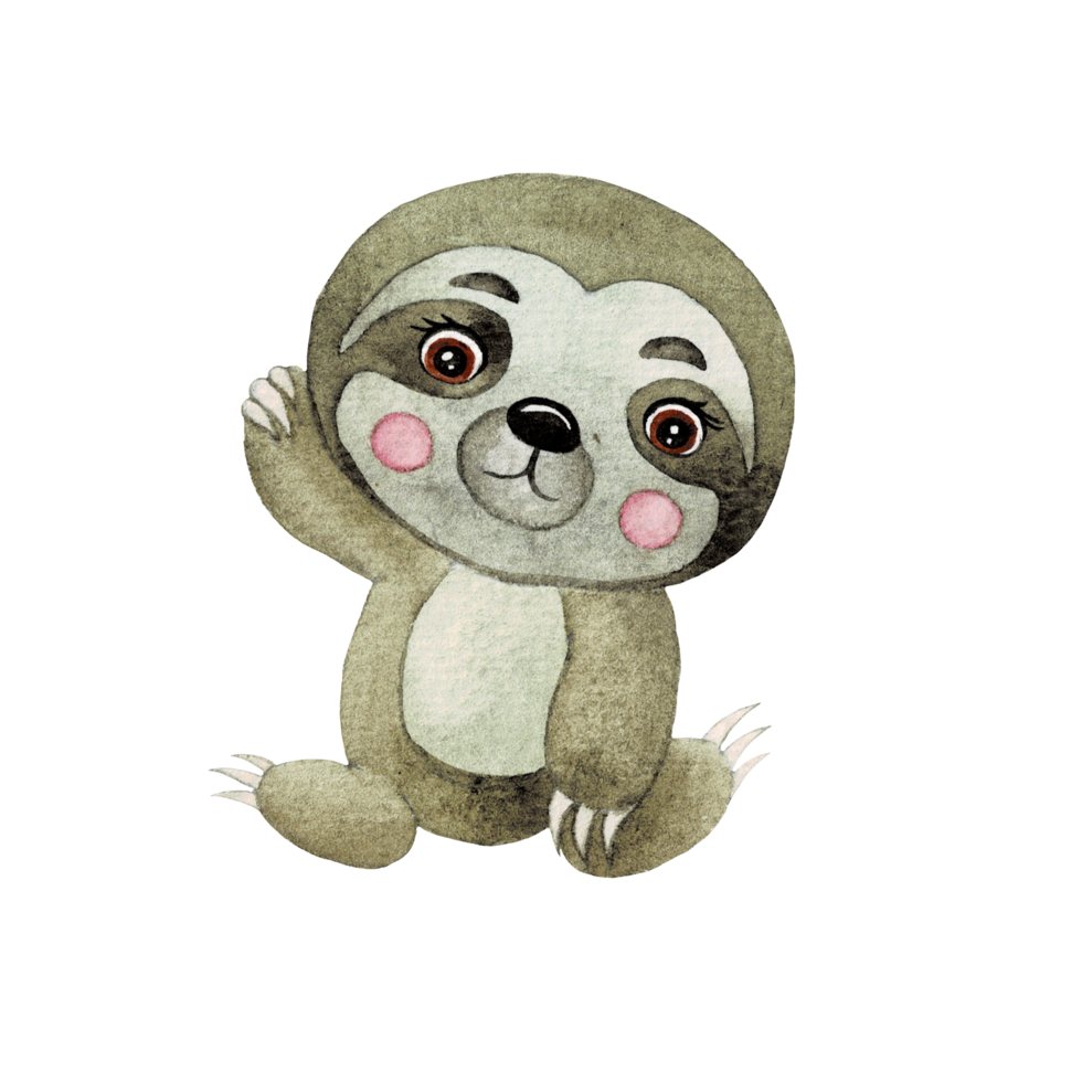 Cute Sloth watercolor, cute cartoon animal character png