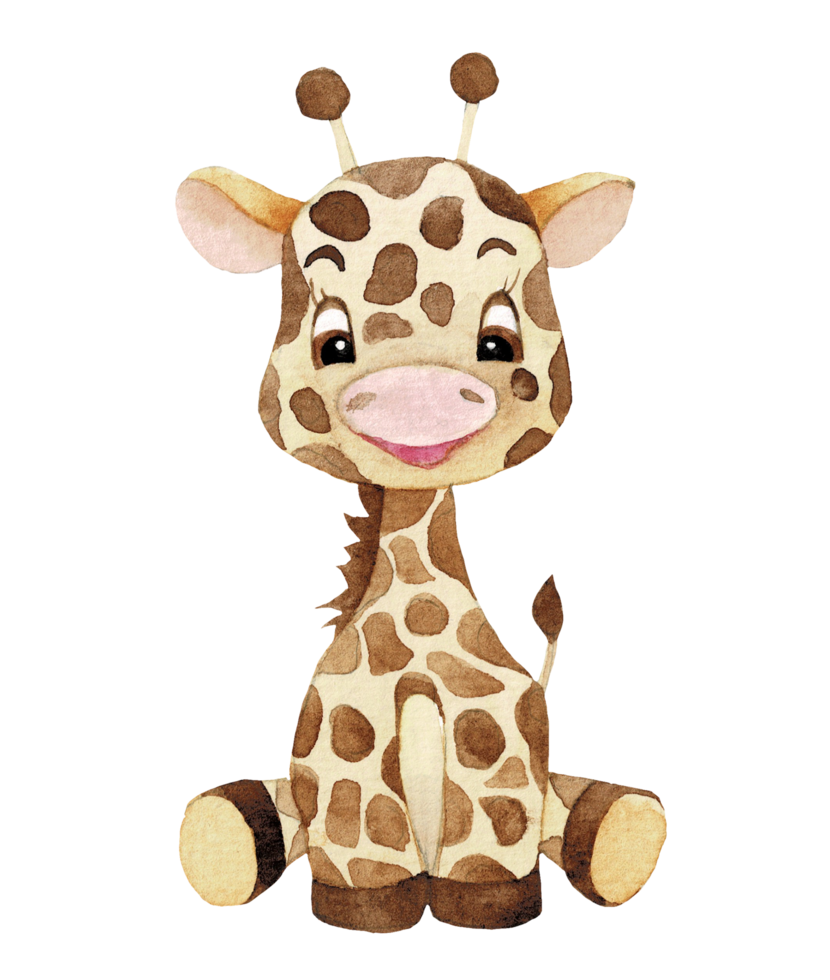 Karikatur Tier Aquarell Illustration mit Giraffe png