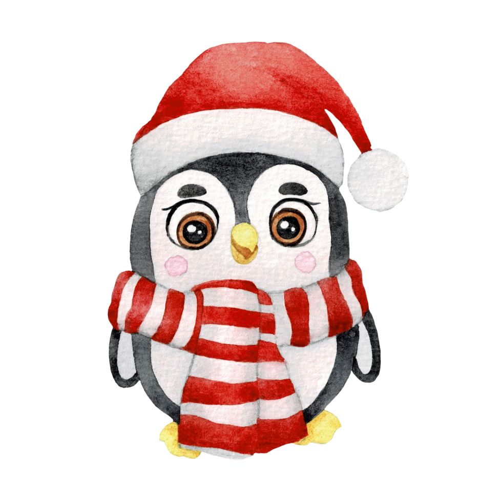 content animal personnage avec Noël chapeau , mignonne animal aquarelle png