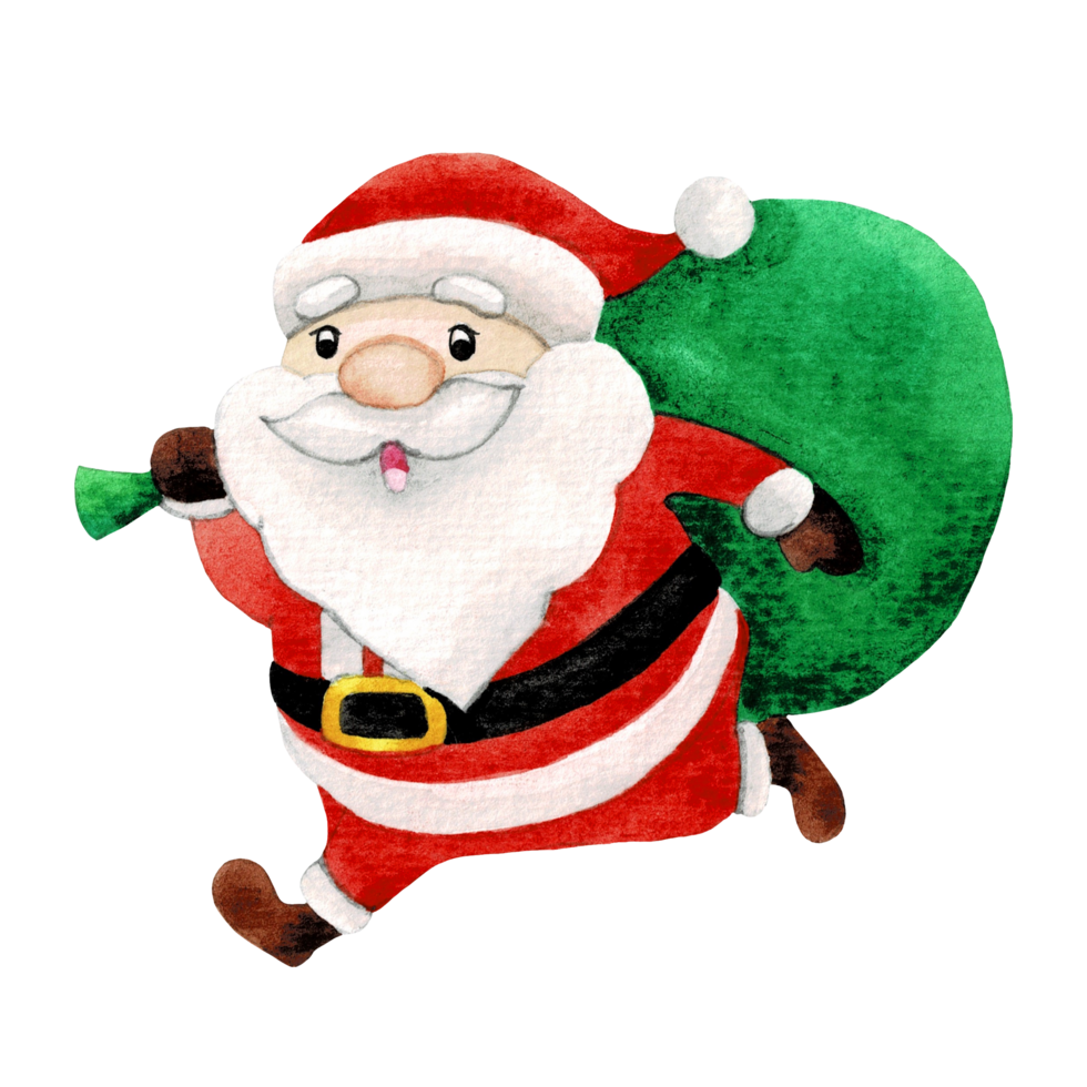 Lycklig santa claus karaktär , söt santa vattenfärg png