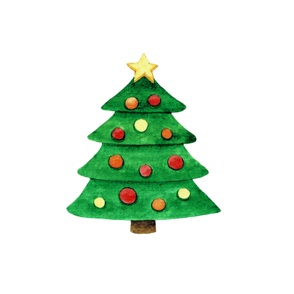 Natale nuovo anno decorazione acquerello icona png