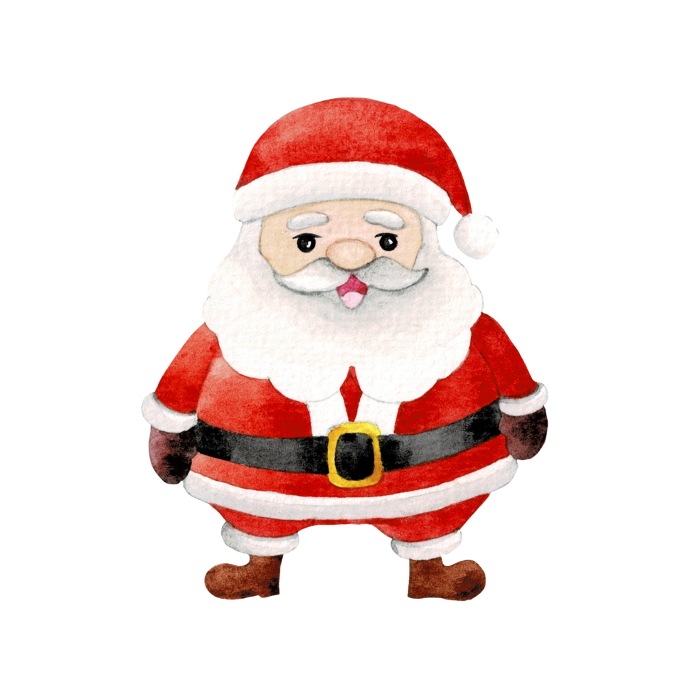 Lycklig santa claus karaktär , söt santa vattenfärg png