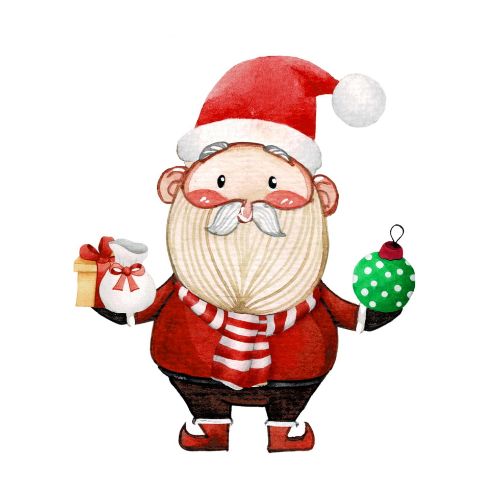 contento Papa Noel claus personaje , linda Papa Noel acuarela png