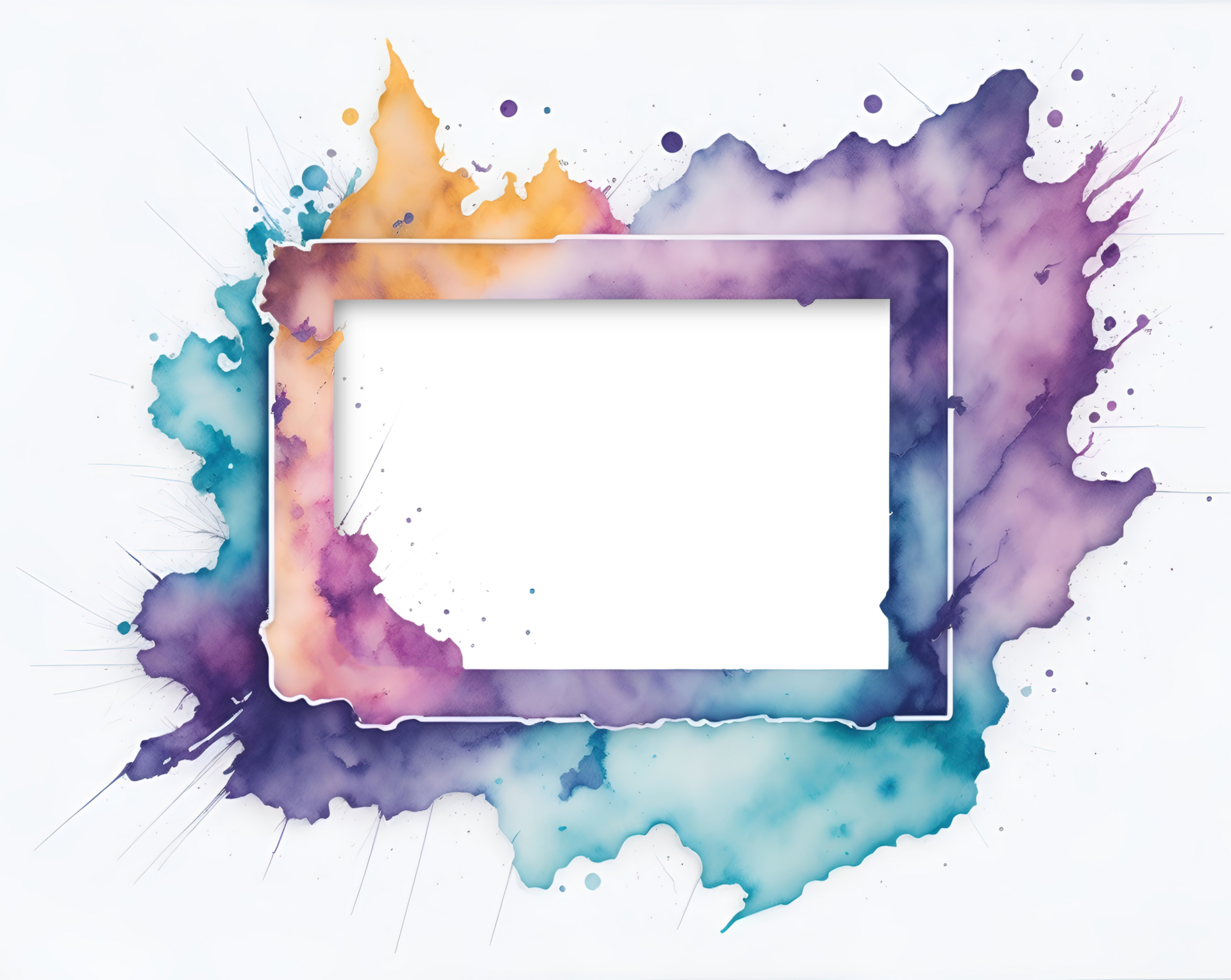 Watercolor frame, copy space for text inside frame. png