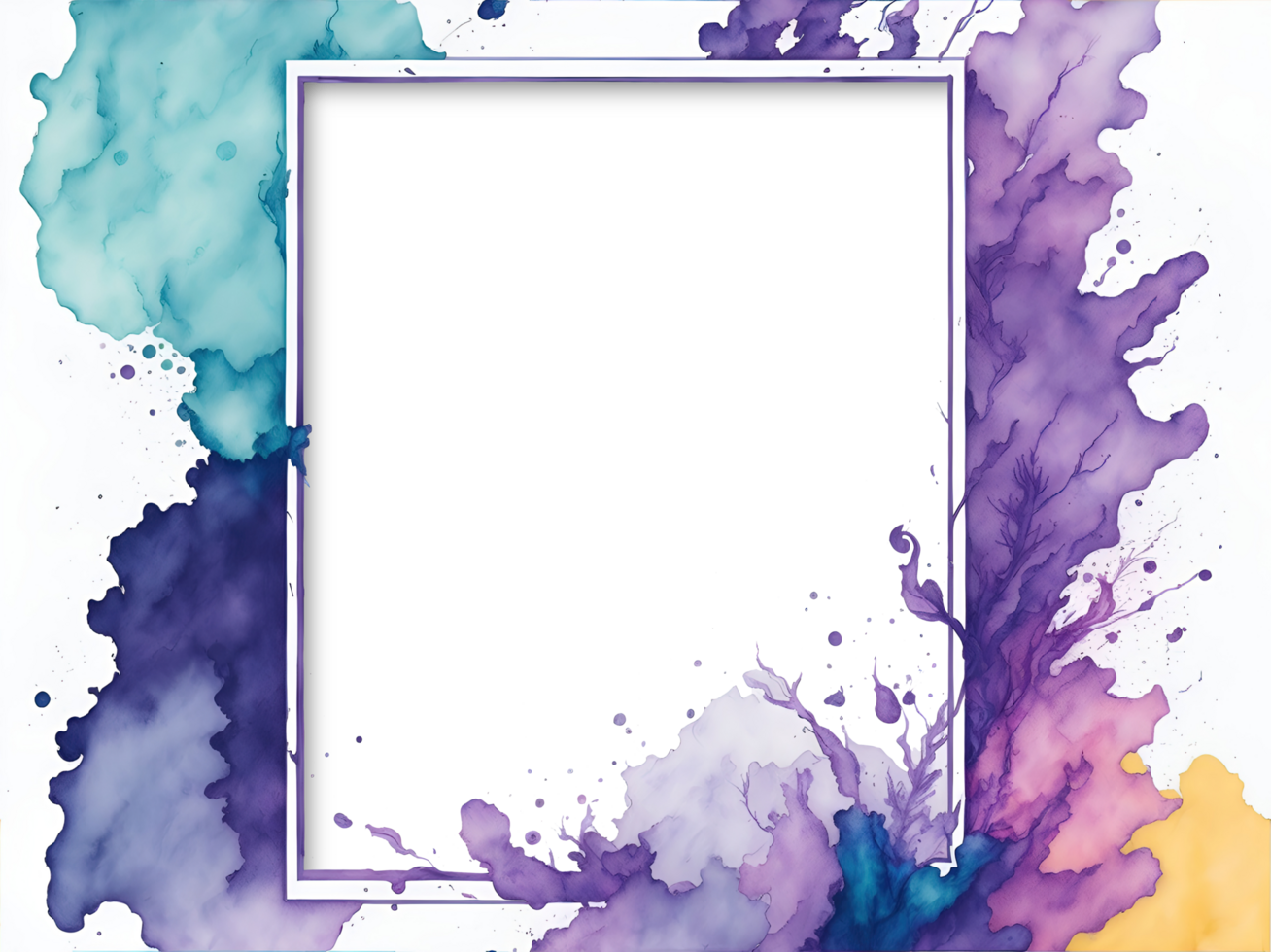 Watercolor frame, copy space for text inside frame. AI Generative