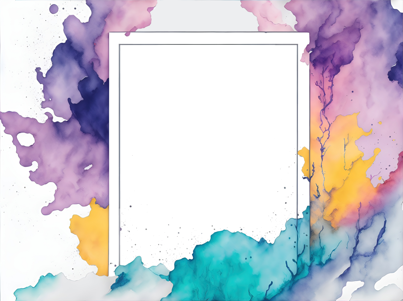 Watercolor frame, copy space for text inside frame. png