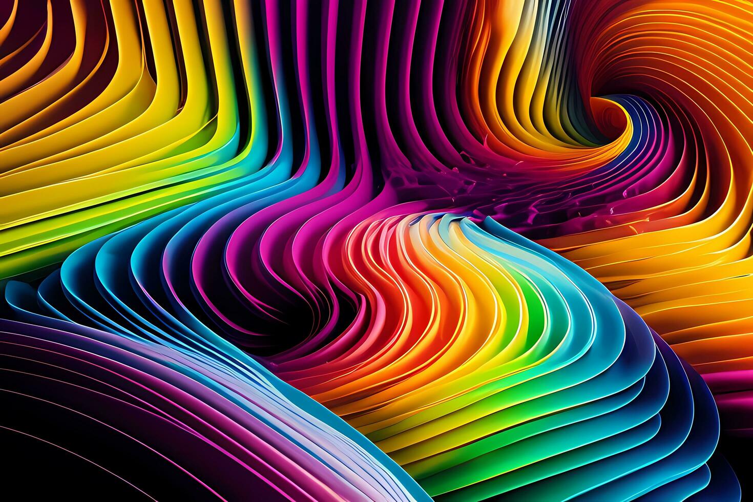 abstract wallpaper background. colorful flowing fabric, abstract, waves. AI generates photo