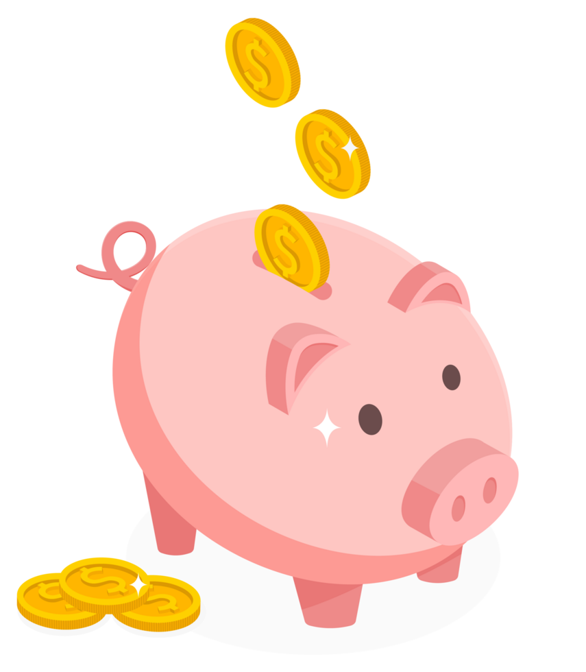 Piggy with coin. Icon saving or accumulation of money png