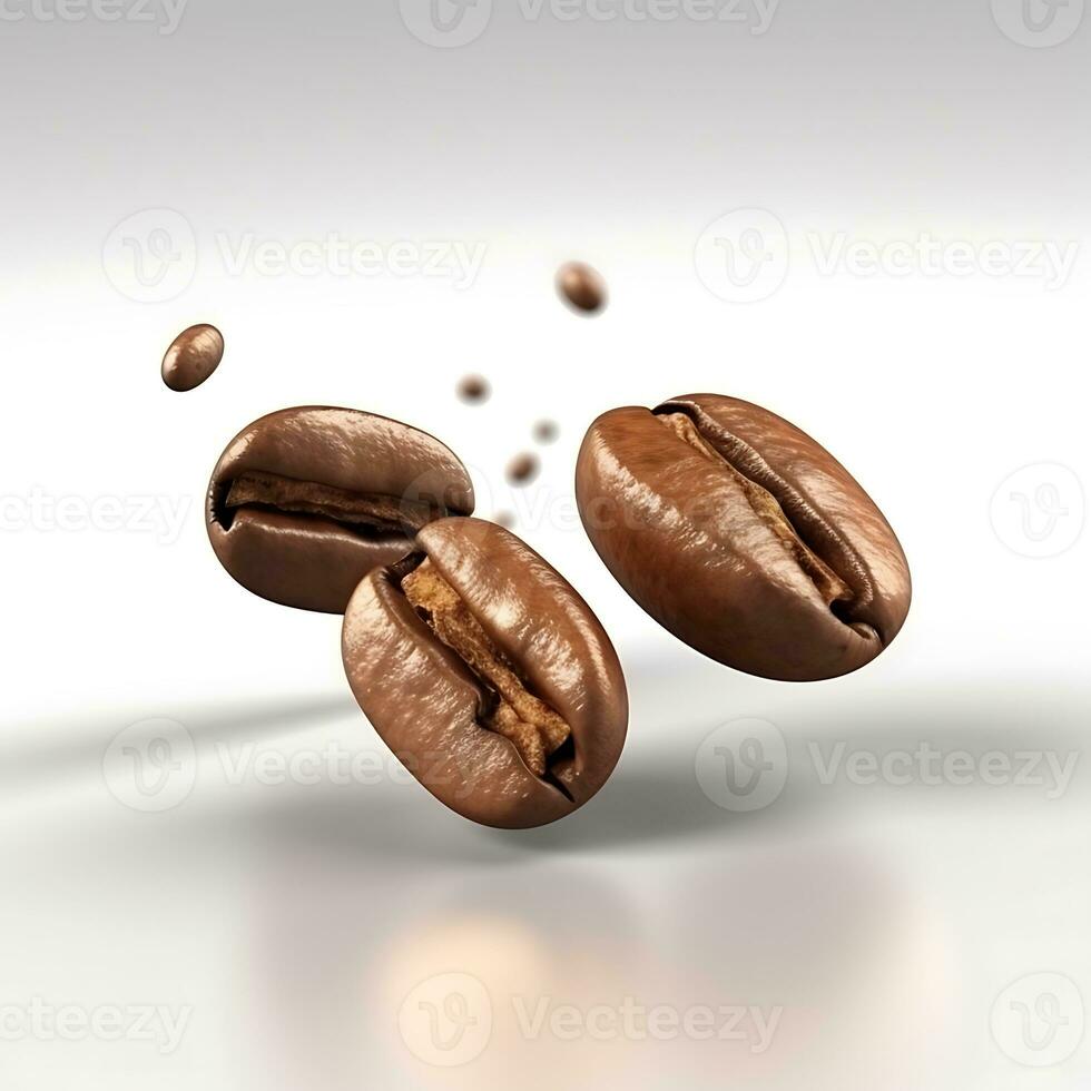 Roasted coffee beans isolated on white background photo