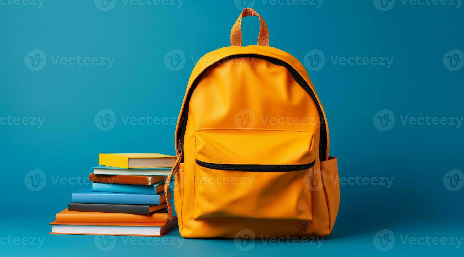 mochila lleno con colegio suministros. espalda a colegio concepto. foto