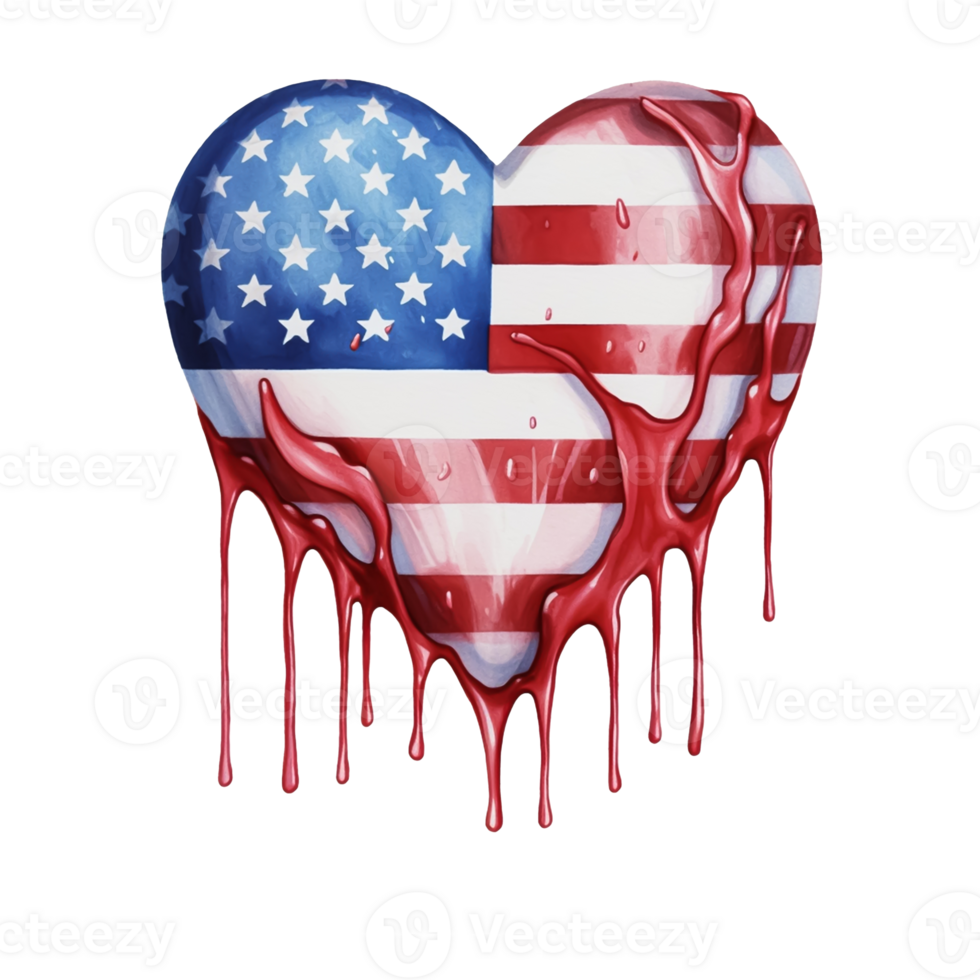 Grunge heart with American flag 4th of July Day Transparent png