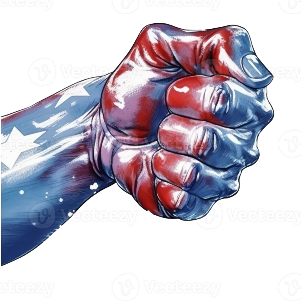 American flag painted on a clenched fist USA independence day transparent background png