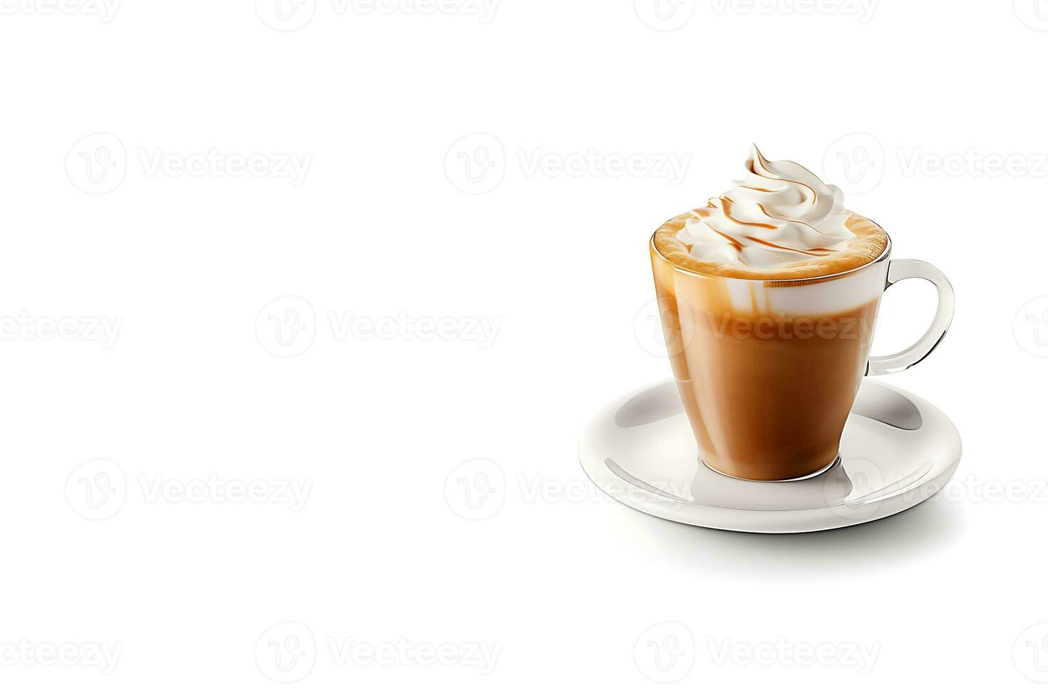 irish coffee with cream, Latte macchiato with whipped cream isolated on a white background with copy space. Generate AI photo