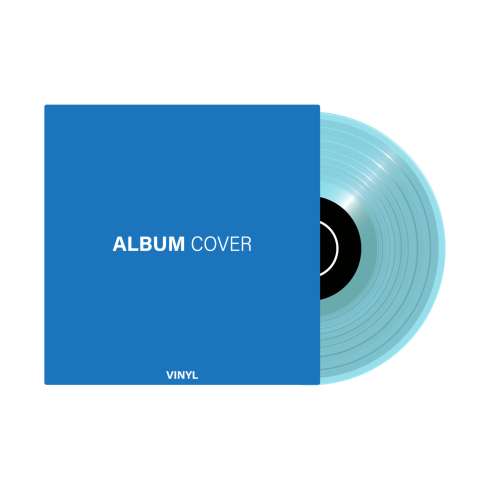 Vinyl cd and cover page illustration templete for artists in blue color png