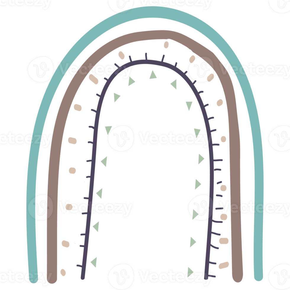 boho arco iris armonía. Clásico mano dibujar estilo decoración fantasía sueño. png