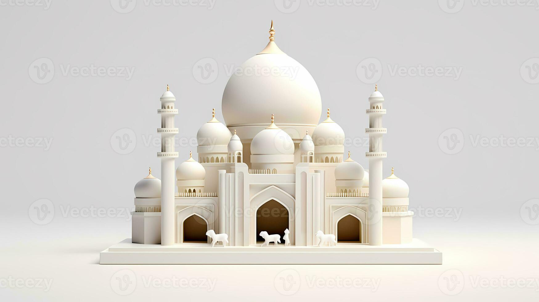 Eid Al Adha Banner Design Illustration. Islamic and Arabic Background for the Muslim Community Festival. Muslim Holiday. 3D Modern Islamic suitable for Ramadan, Hari Raya, Eid al-Adha. Generative AI photo
