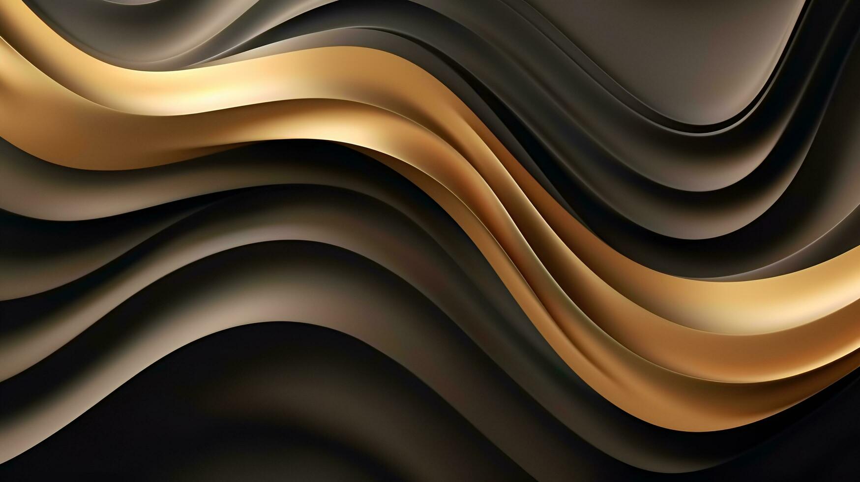 Golden Noir 3D Abstract Wallpaper with Dark Golden and Black Background photo