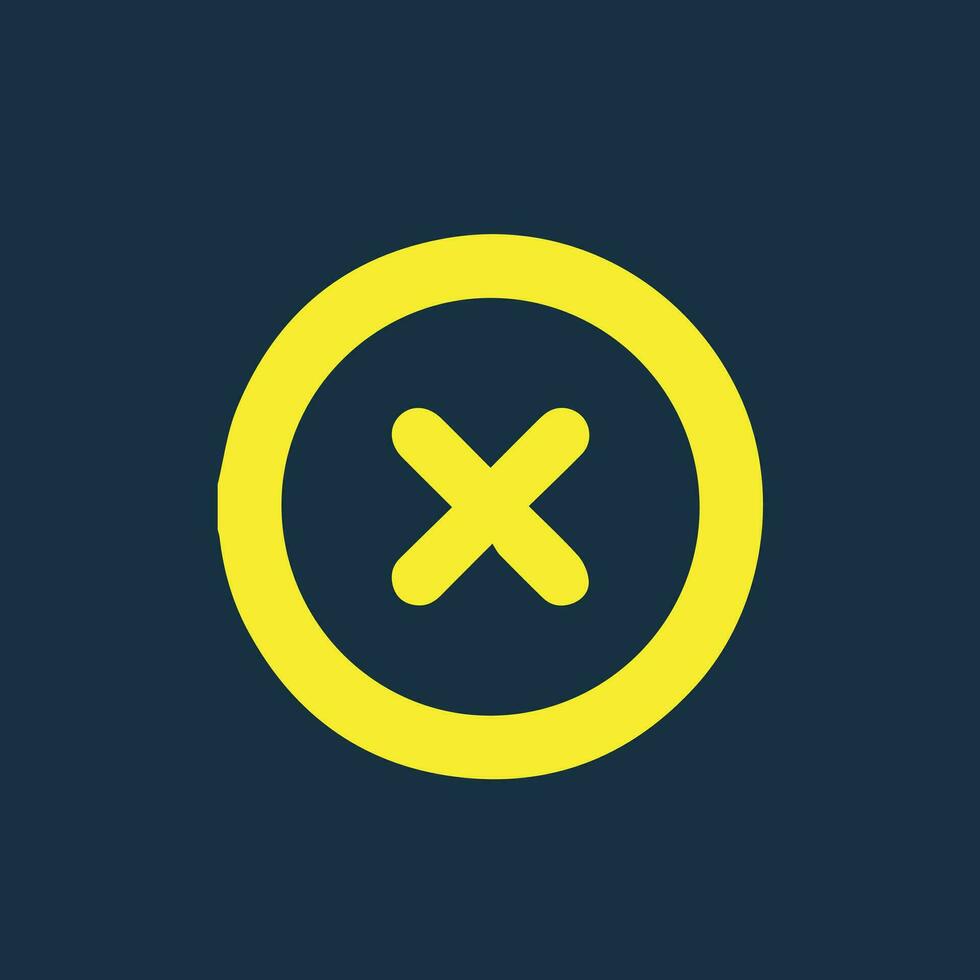 Round yellow icon of multiplication symbol on dark blue background. Basic mathematical symbol.Business finance concept in vector. vector
