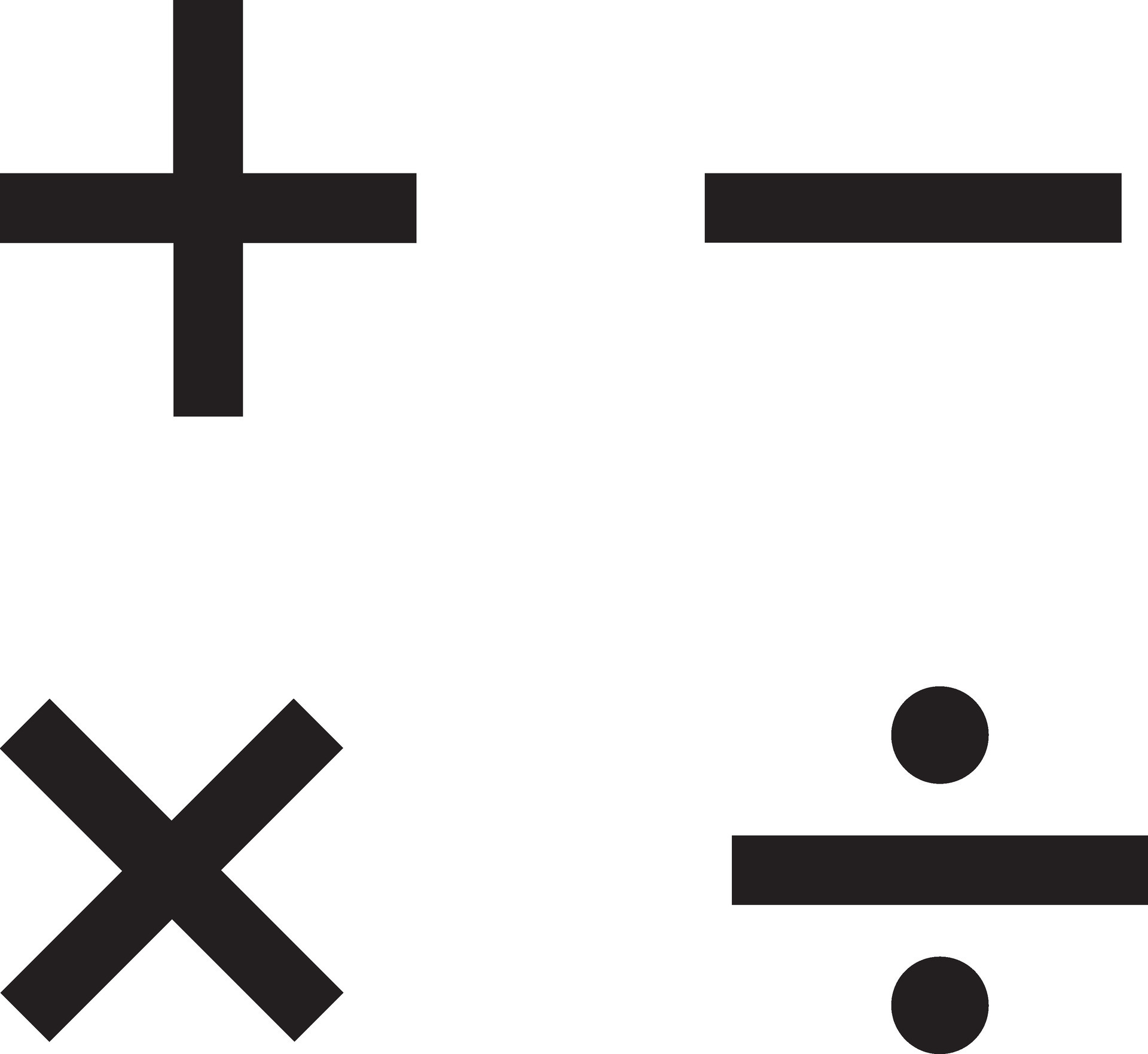 Basic Mathematical Symbol Plus And Minus Icon Set Math Symbol Equals 