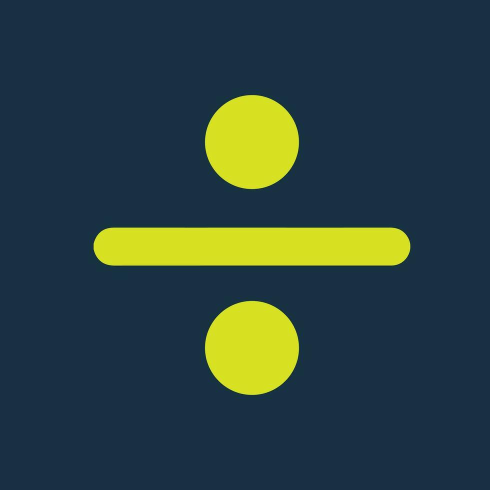 Round yellow icon of division symbol on dark blue background. Basic mathematical symbol. Calculator button icon. business finance concept in vector. vector