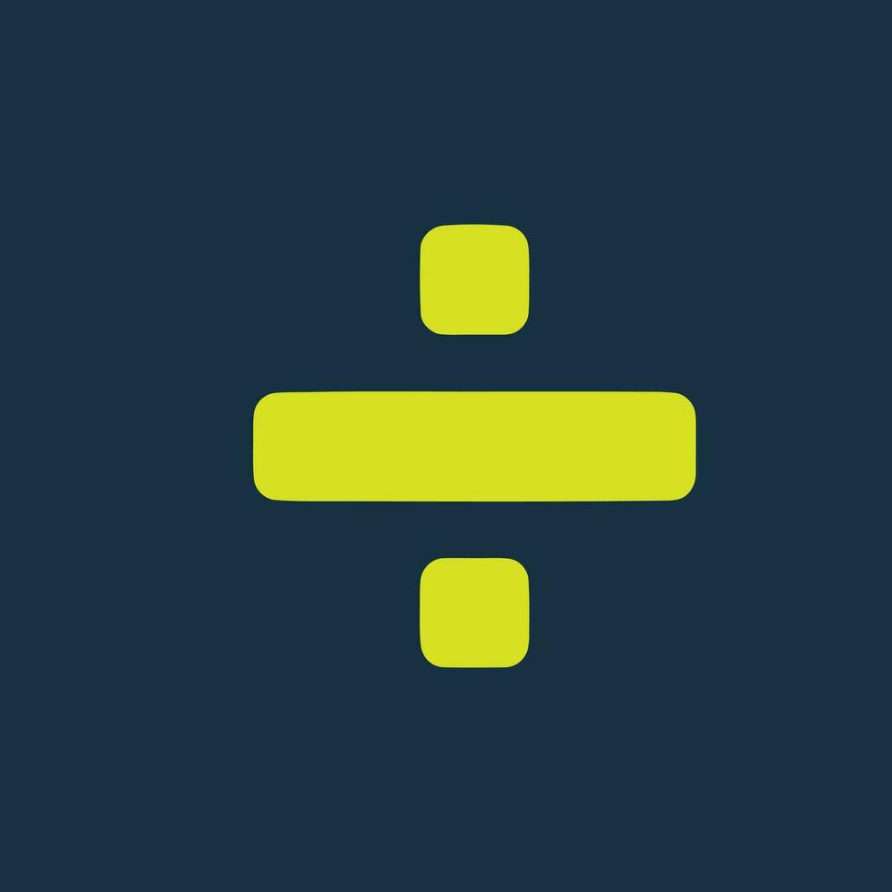 Round yellow icon of division symbol on dark blue background. Basic mathematical symbol. Calculator button icon. business finance concept in vector. vector