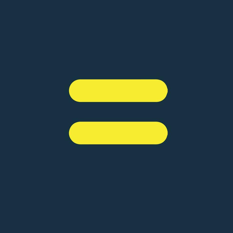 Round yellow icon of equals symbol on dark blue background. Basic mathematical symbol. business finance concept in vector. vector