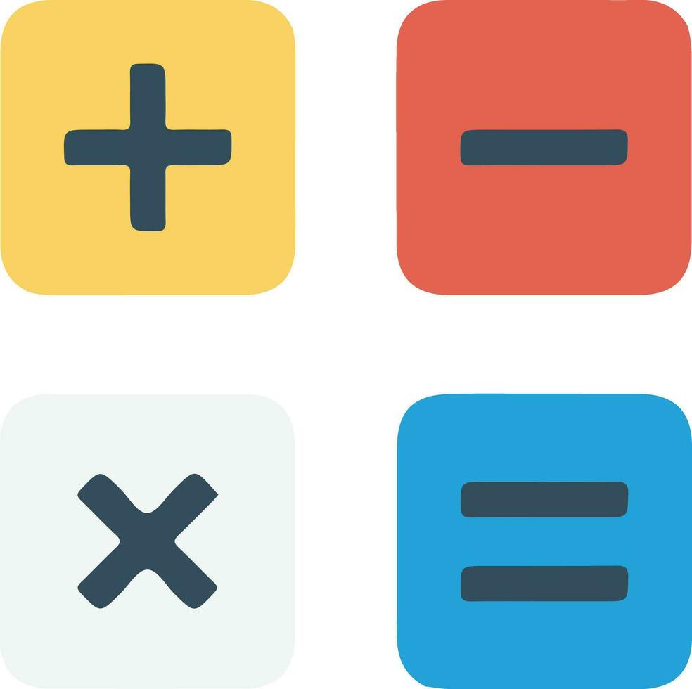 Basic mathematical symbol. Plus and minus icon set. Math symbol. equals symbol. Add sign. Multiply icon. division, Calculator button, business finance concept. isolated vector