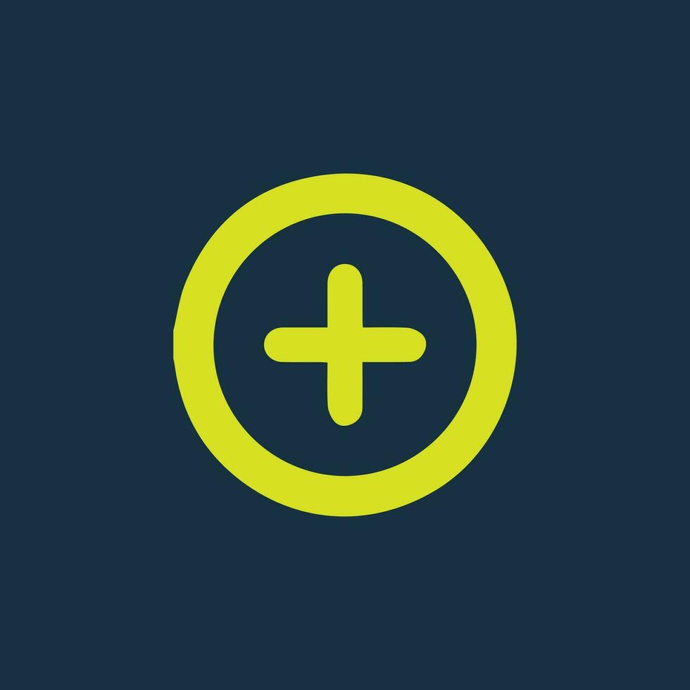 Green icon of a plus symbol on dark blue background. Plus icon Basic mathematical symbol.Calculator button icon. Business finance concept in vector. vector
