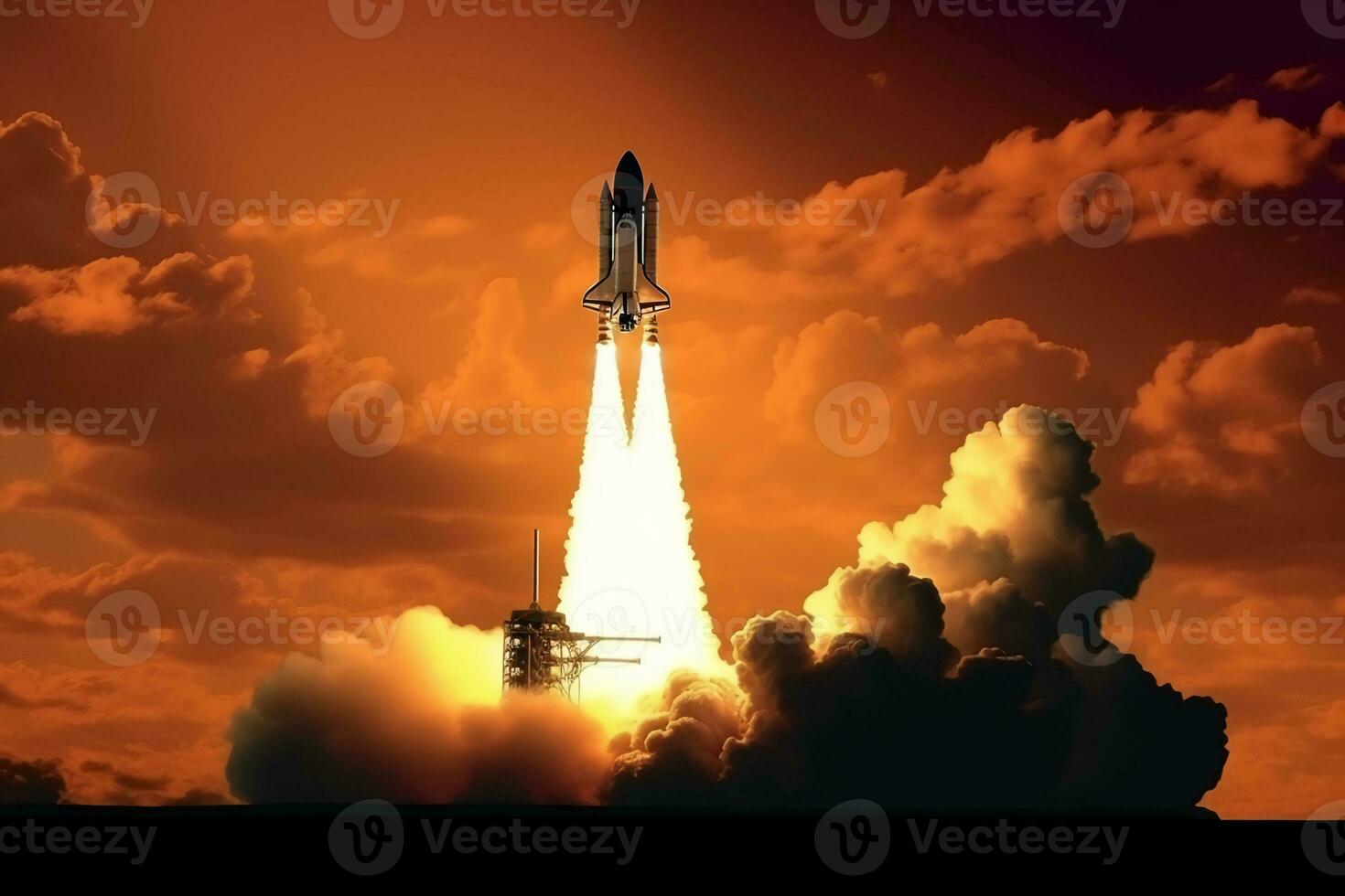 The space shuttles launching. AI generative photo