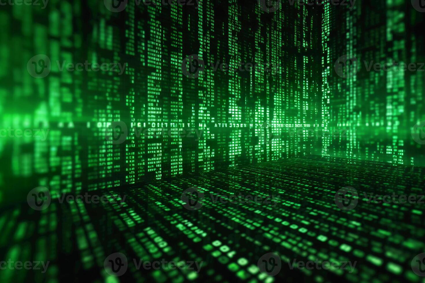 Matrix binary code background. AI generative photo