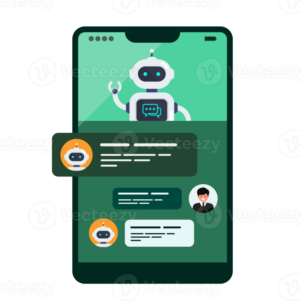 inteligente ai Chiacchierare Bot su smartphone schermo png