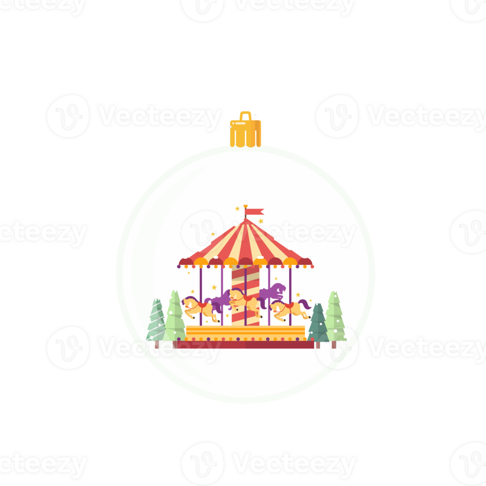 Hanging glass ball with merry-go-round png