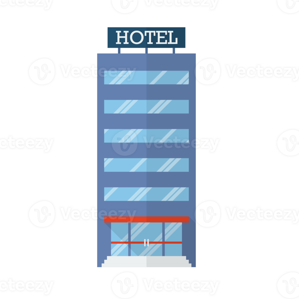 Hotel building in flat style png