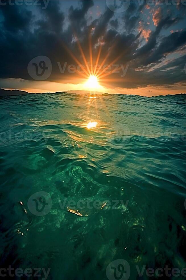 Looking into the glowing ocean. photo