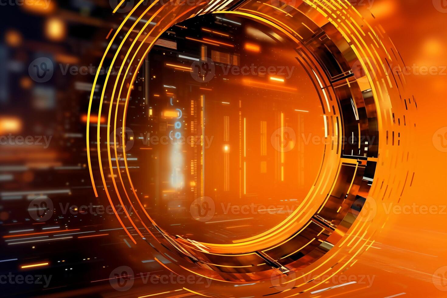 Orange background, technology halo. photo