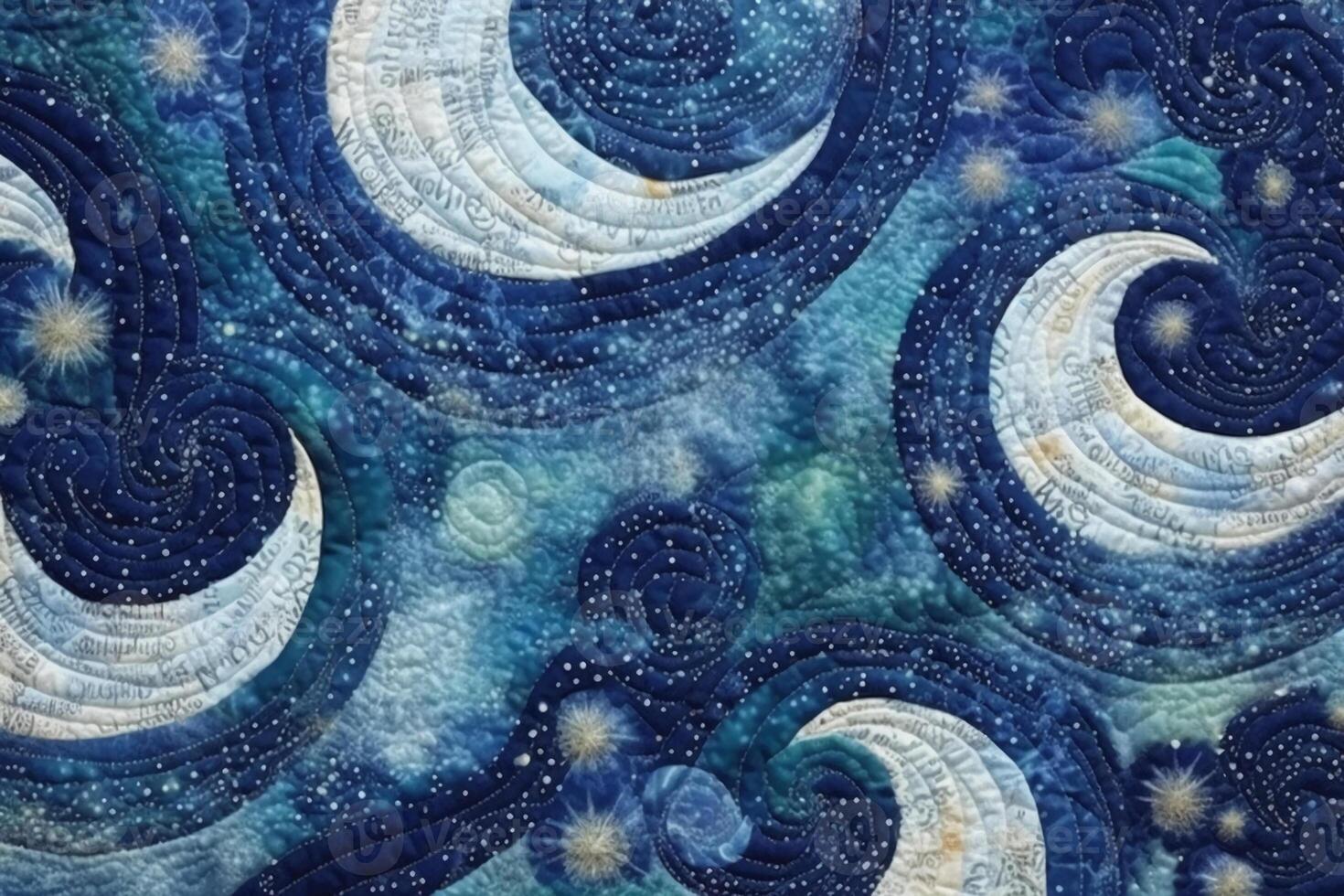 Swirls of lunar dust in varying shades of silver and opalescent white intertwine with celestial constellations. photo