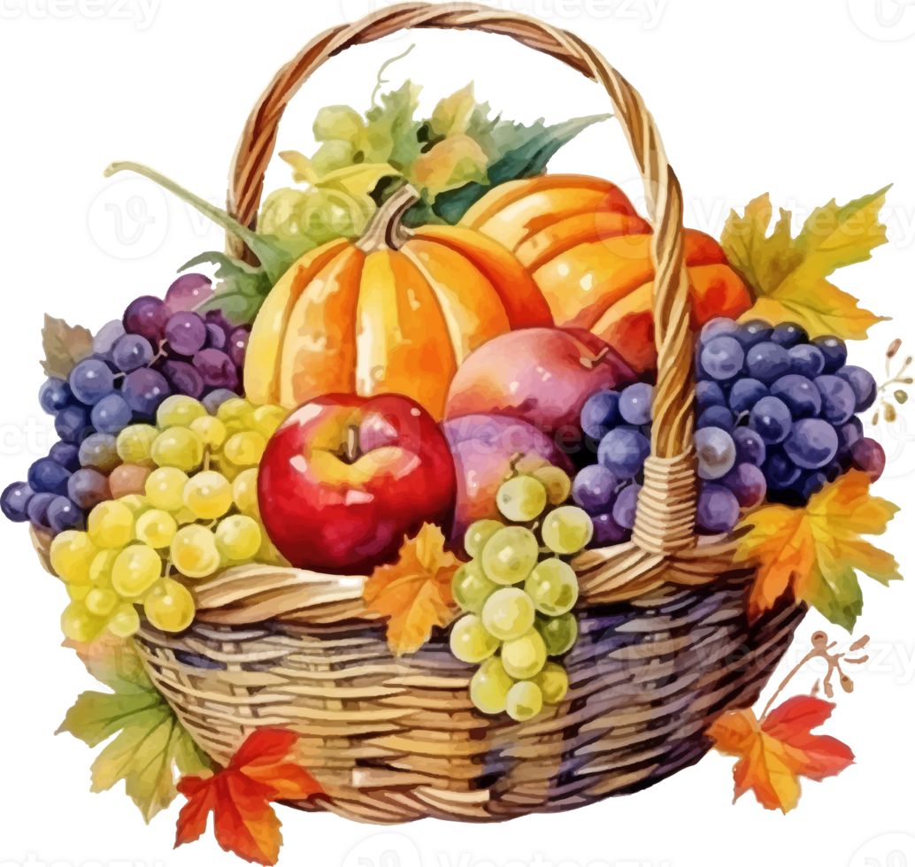 autumn harvest watercolor ai generate png