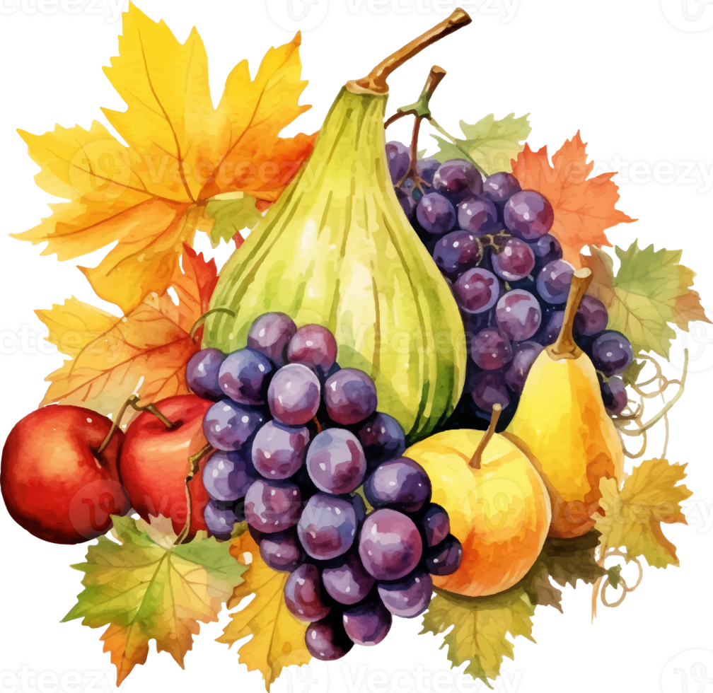 autumn harvest watercolor ai generate png
